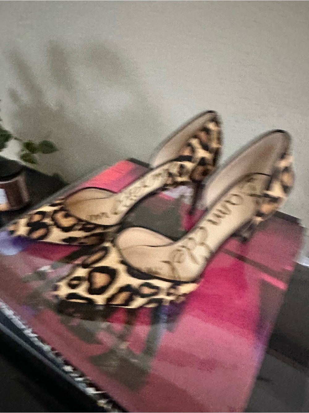 Sam Edelman Telsa Leopard Haircalf Heels Size 9.5 Pointed Toe - Picture 3 of 8